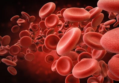 3d rendering red blood cells in vein